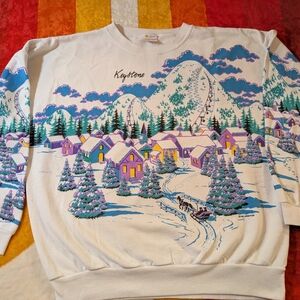 Vintage Keystone Colorado Neon Winter Skiing Sweatshirt, 1991 Medium, Resortwear
